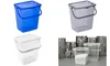 A collage of different plastic buckets, some filled with white powder, against a textured background. Produktbild-Vorschau