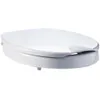 A white toilet seat with a soft-close lid is shown from a side-front angle against a white background. Produktbild-Vorschau