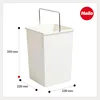 A white trash can with dimensions indicated. Podgląd zdjęcia produktu