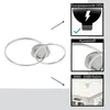 A modern ceiling light with two intertwined rings, shown with feature callouts. Produktbild-Vorschau