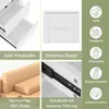 Collage of images showing different features and materials of a white bathroom cabinet. Produktbild-Vorschau