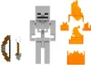 A Minecraft skeleton toy figure with accessories and flame pieces against a white background. Náhled obrázku produktu