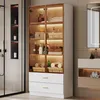 Merax Glasvitrine mit 2 Schubladen, mit LED, Hochschrank, Produktbild-Vorschau 1