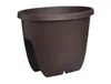 A brown plastic balcony planter pot is shown against a white background. Produktbild-Vorschau