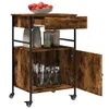 vidaXL Kuchynský vozík údený dub 56x43x89,5 cm materiál na Náhľad obrázku produktu 7