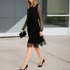 Damen Langarm Tüllkleid in Midi-Länge mit glänzenden Produktbild-Vorschau 3