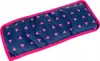 A navy blue pillow with pink triangles and a pink border. Produktbild-Vorschau