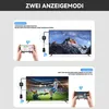 The image shows two modes of displaying content from a mobile device to a TV using a wireless adapter. Produktbild-Vorschau