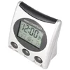 A silver digital alarm clock with a black top and display screen. Anteprima dell’immagine prodotto