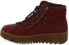 A side view of a red boot with a brown sole. Produktbild-Vorschau