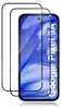 Two screen protectors are shown on a white background, with one partially covering a smartphone screen. Produktbild-Vorschau
