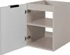 A beige cabinet with its door open, showing two shelves inside. Produktbild-Vorschau