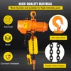 A marketing image showcasing an electric chain hoist with various features highlighted. Produktbild-Vorschau