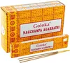 A box of Goloka Nag Champa incense sticks is shown, with a smaller box and some incense sticks in the foreground. Voir les images du produit