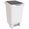 A white pedal bin with a gray lid and a silver pedal, shown against a white background. Náhled obrázku produktu
