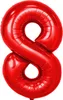 Palloncino in foil numero 8, circa 100 cm, rosso Anteprima dell’immagine prodotto 1