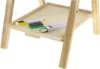 A close-up view of a wooden shelf on an easel, holding art supplies like chalk and a marker. Voir les images du produit
