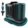 A close-up studio shot of a portable carpet and upholstery cleaner with several attachments. Produktbild-Vorschau