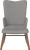 A front view of a gray velvet rocking chair with wooden legs. Náhľad obrázku produktu