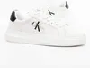 A pair of white Calvin Klein sneakers with black accents is shown against a white background. Podgląd zdjęcia produktu