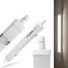 Product shots of a white LED light fixture against a white background, with one fixture shown mounted on a wall in a separate inset. Produktbild-Vorschau
