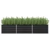 A long, black, corrugated metal raised garden bed filled with lush green plants, presented against a white background. Náhled obrázku produktu