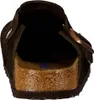 A close-up view of the inside of a brown Birkenstock clog. Produktbild-Vorschau