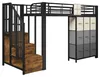 Hochbett  90×200 cm Metall Schwarz, platzsparendes Produktbild-Vorschau 12
