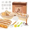 A baking set with proofing baskets, bread, and accessories, presented on a white background. Produktbild-Vorschau