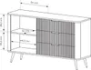 A line drawing of a black sideboard with dimensions indicated by dashed lines and measurements. Produktbild-Vorschau