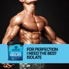 A muscular man is shown with a tub of BODYLAB Whey Protein Isolate in the foreground, accompanied by marketing text. Produktbild-Vorschau