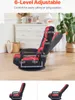 A gaming chair is shown in a room with furniture and plants in the background. The chair is labeled with text indicating its adjustable features. Voir les images du produit