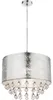 LED Hängeleuchte, Kristalle, Textilschirm, silber, H 140 cm Produktbild-Vorschau 1