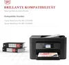 A printer and binders are shown next to text about printer compatibility. Produktbild-Vorschau