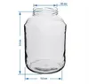 A clear, well-lit studio shot of a large glass jar with measurement annotations. Podgląd zdjęcia produktu