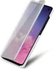 A silver flip case is shown partially covering a Samsung Galaxy S10e smartphone. Náhled obrázku produktu