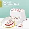 Premium zweistufiger Tritthocker weiß/rot stabiler Hocker Produktbild-Vorschau 3