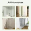 Collage of four images showing different shower cabin configurations with a stabilizing rod. Produktbild-Vorschau
