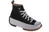 A black Converse Run Star Hike Hi sneaker with a white platform sole and a brown rubber sole. Náhled obrázku produktu