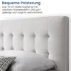 A close-up view of a tufted white headboard and pillow of a bed. Náhľad obrázku produktu
