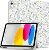 A tablet case with a floral pattern is shown with a tablet inside, propped up by the case. Anteprima dell’immagine prodotto
