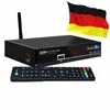 A satellite receiver and its remote control are displayed against a white background, with the German flag in the upper right corner. Produktbild-Vorschau