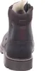 The back view of a brown leather boot with a white fur lining. Produktbild-Vorschau