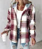 ASKSA Damen Winterjacke Karierte Hemdjacke Wolljacke Fleece Produktbild-Vorschau 2
