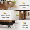 A collage of images highlighting features of a round dining table. Voir les images du produit