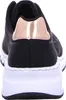 A rear view of a black sneaker with a rose gold accent on the heel and a white sole. Náhled obrázku produktu