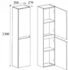 Rodan Vysoká koupelnová skříňka 136cm - Závěsná - Kašmír Náhled obrázku produktu 7
