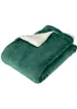 A folded green blanket with a white sherpa lining is shown against a white background. Produktbild-Vorschau