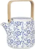 Clayre & Eef Teekanne 800 ml Blau Weiß Porzellan Blumen Produktbild-Vorschau 2