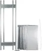 A set of unassembled metal rack components, including vertical supports and horizontal shelves or panels, laid out against a white background. Voir les images du produit
